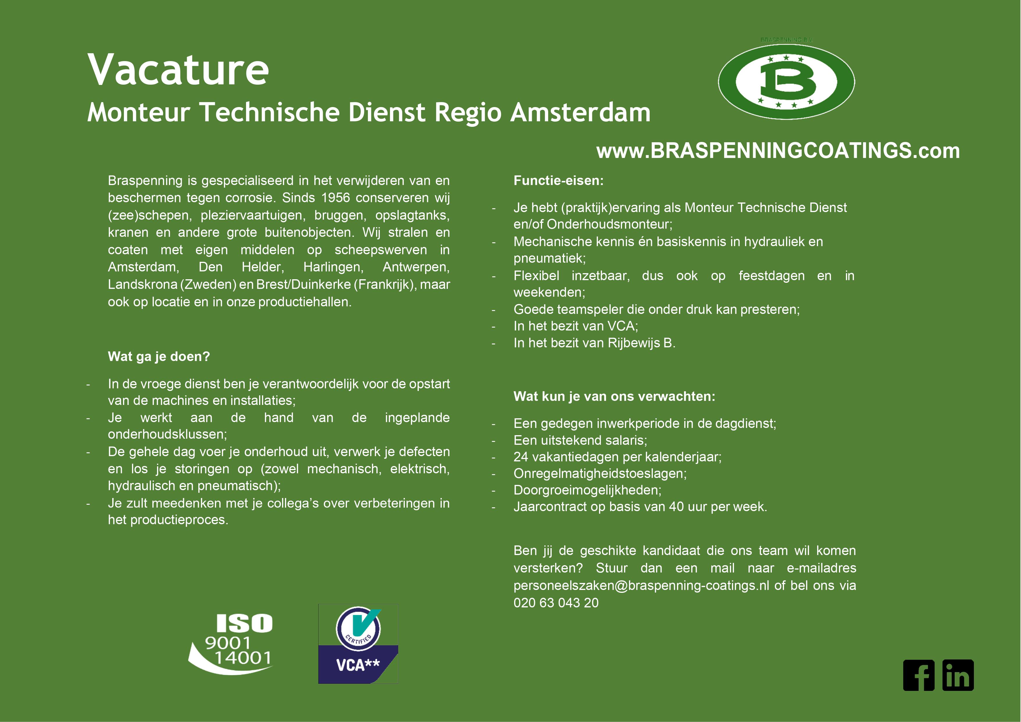 Monteur technische dienst Amsterdam